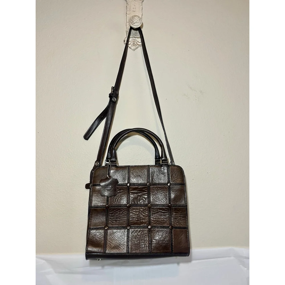 Marc Chantal MC Leather patchwork satchel crossbody new